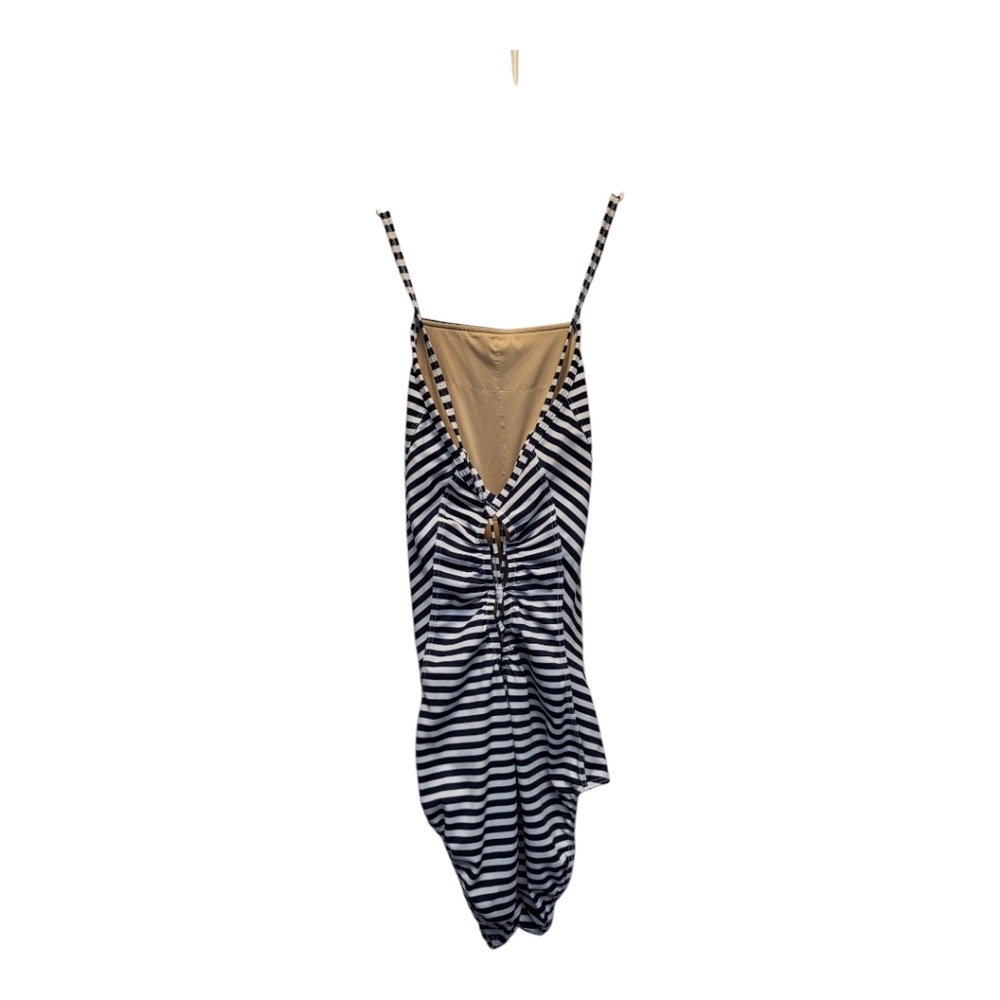Albion FIT 'The Dipper' Striped Halter One-Piece Swimsuit Navy Blue White -Sz XS - Picture 4 of 5